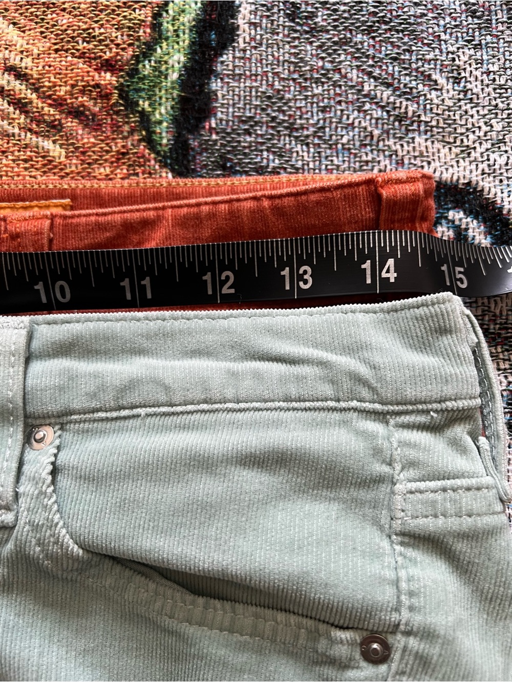 Corduroy Pants in Sage Green and Rust - Classic Casual Fit - Picture 9 of 12